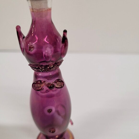 Perfume Bottle Vintage Egyptian Hand Blown Purple Gold Accents Stopper 6'' - Picture 2 of 7